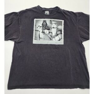 Star Wars Shirt Men's XXL Black Darth Vader Stormtrooper Poker Face Short Sleeve